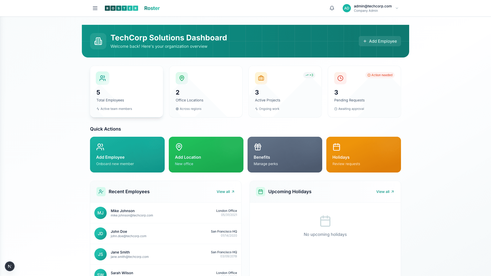 Vista Previa del Panel de RosterPro
